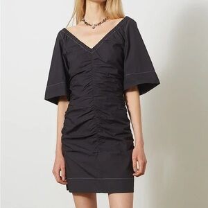 Ganni Black Ruched Dress